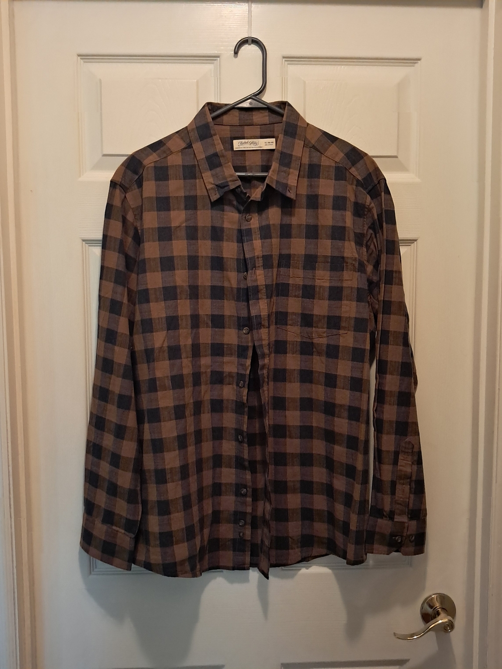 Faded Glory Men's Plaid Button-Up Shirt‎ - Brown/Black Size XL 46-48